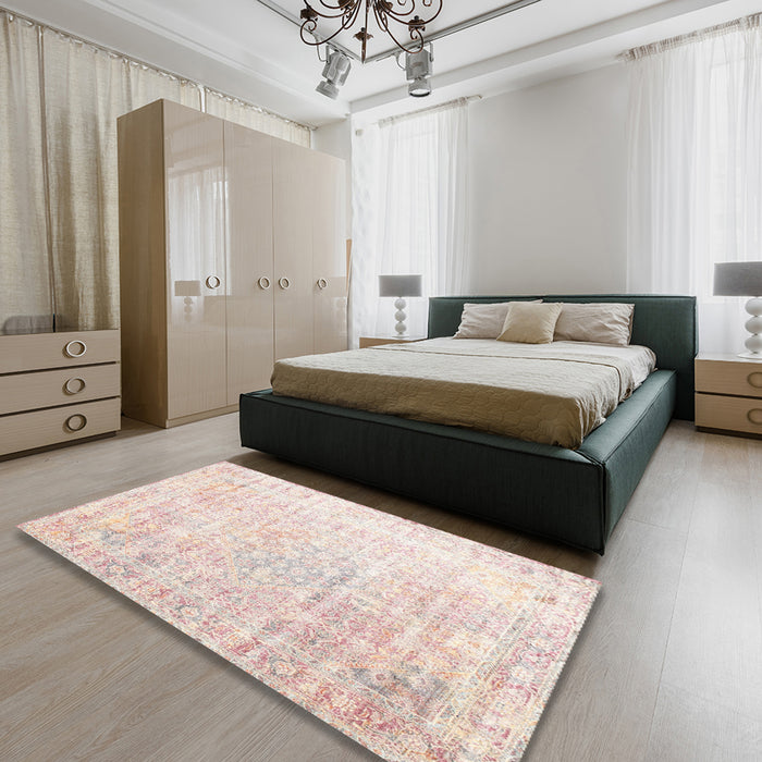 Traditional Gold Persian Rug in a Bedroom, tr1440