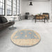 Round Traditional Dark Gray Oriental Rug in a Office, tr1444