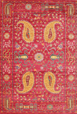 Machine Washable Traditional Red Rug, wshtr144