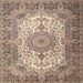 Round Machine Washable Traditional Chestnut Brown Rug, wshtr1450