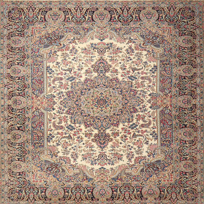 Square Traditional Chestnut Brown Medallion Rug, tr1450