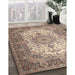 Traditional Chestnut Brown Medallion Rug in Family Room, tr1450