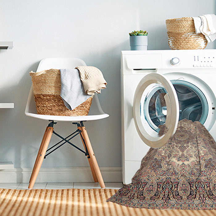 Machine Washable Traditional Chestnut Brown Rug in a Washing Machine, wshtr1450