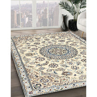 Traditional Khaki Green Medallion Rug, tr1455