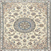 Square Traditional Khaki Green Medallion Rug, tr1455