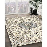 Traditional Khaki Green Medallion Rug, tr1456