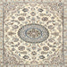 Square Traditional Khaki Green Medallion Rug, tr1456