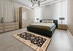 Traditional Dark Brown Persian Rug in a Bedroom, tr1458