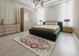 Traditional Reddish Brown Persian Rug in a Bedroom, tr1460