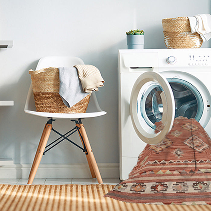 Machine Washable Traditional Sandy Brown Rug in a Washing Machine, wshtr1461