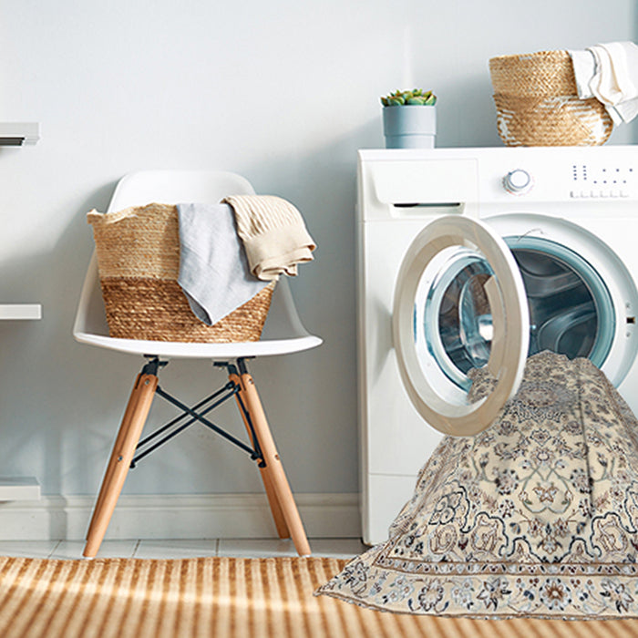 Machine Washable Traditional Rose Dust Purple Rug in a Washing Machine, wshtr1462