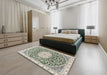 Traditional Tan Brown Gold Medallion Rug in a Bedroom, tr1463