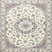 Round Machine Washable Traditional Champagne Beige Rug, wshtr1464