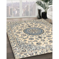 Traditional Vanilla Gold Medallion Rug, tr1465