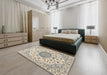 Traditional Vanilla Gold Medallion Rug in a Bedroom, tr1465