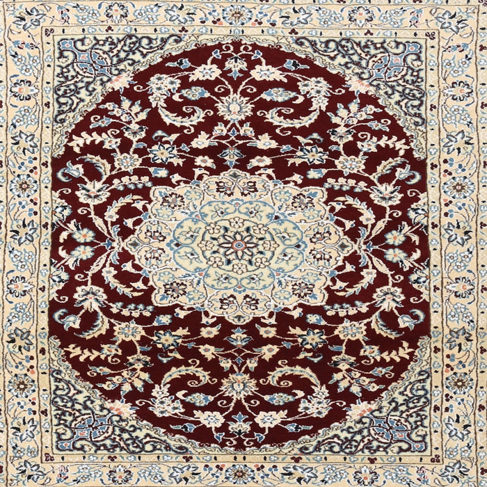 Square Traditional Reddish Brown Medallion Rug, tr1467