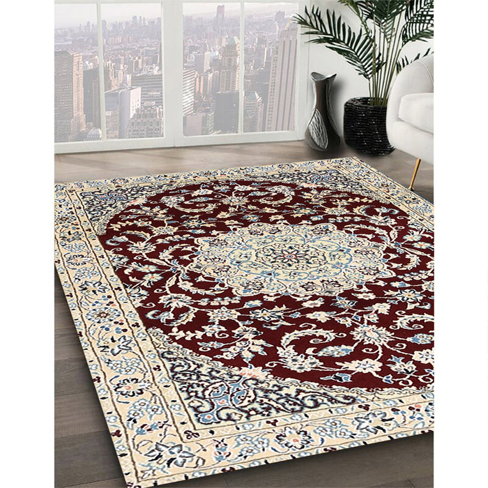 Machine Washable Traditional Sepia Brown Rug in a Family Room, wshtr1467
