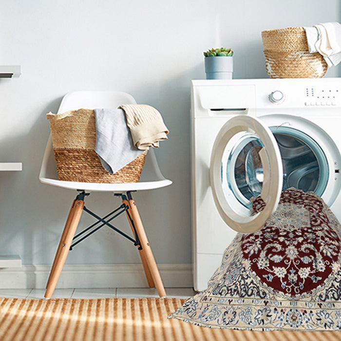 Machine Washable Traditional Sepia Brown Rug in a Washing Machine, wshtr1467