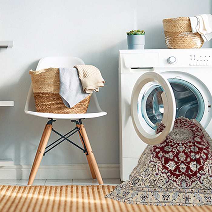 Machine Washable Traditional Desert Sand Beige Rug in a Washing Machine, wshtr1468