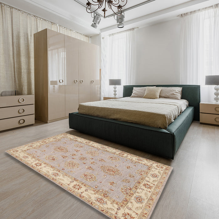 Machine Washable Traditional Brown Rug in a Bedroom, wshtr1469