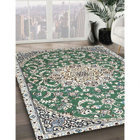 Traditional Pale Silver Gray Medallion Rug, tr1470