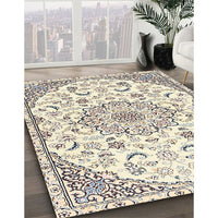 Traditional Peach Beige Medallion Rug, tr1472