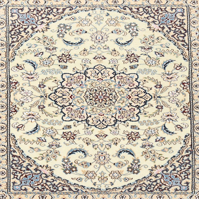 Square Traditional Peach Beige Medallion Rug, tr1472