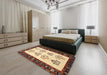 Traditional Brown Gold Persian Rug in a Bedroom, tr1474