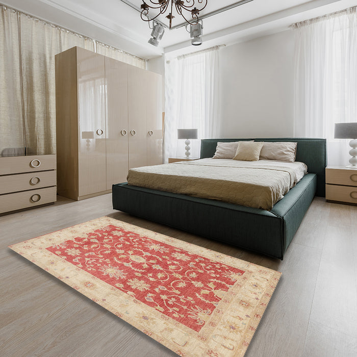 Machine Washable Traditional Brown Rug in a Bedroom, wshtr1476