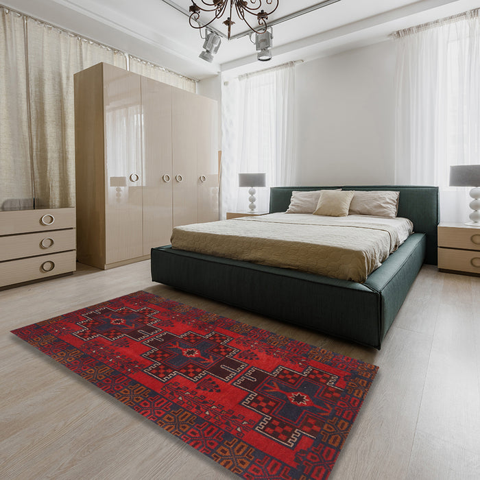 Machine Washable Traditional Bakers Brown Rug in a Bedroom, wshtr1478