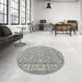 Round Traditional Granite Gray Persian Rug in a Office, tr147