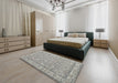 Machine Washable Traditional Granite Gray Rug in a Bedroom, wshtr147