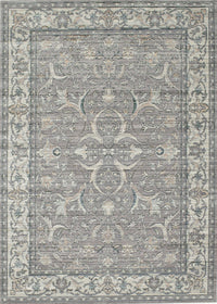 Machine Washable Traditional Granite Gray Rug, wshtr147