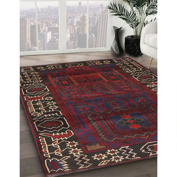 Traditional Saffron Red Persian Rug in Family Room, tr1483