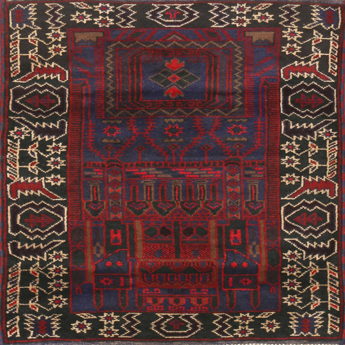Square Traditional Saffron Red Persian Rug, tr1483