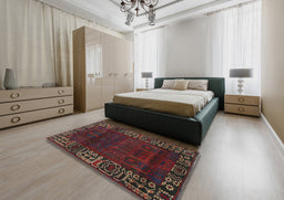 Traditional Saffron Red Persian Rug in a Bedroom, tr1483
