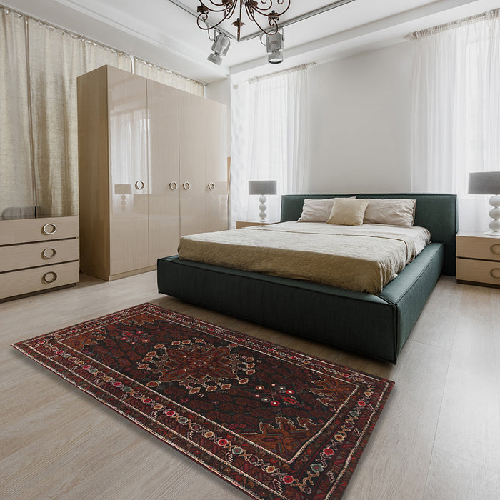 Traditional Red Persian Rug in a Bedroom, tr1484