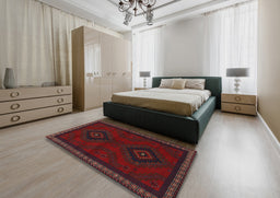 Traditional Bakers Brown Persian Rug in a Bedroom, tr1485