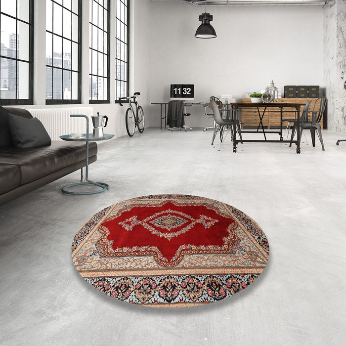 Round Traditional Red Persian Rug in a Office, tr1486