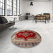 Round Traditional Red Persian Rug in a Office, tr1486