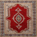 Round Machine Washable Traditional Tomato Red Rug, wshtr1486