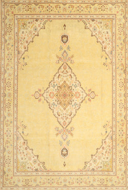 Machine Washable Traditional Chrome Gold Yellow Rug, wshtr1487