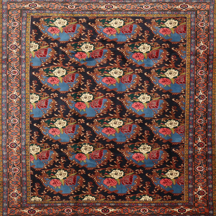 Square Traditional Dark Almond Brown Persian Rug, tr1488