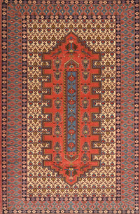 Machine Washable Traditional Tomato Red Rug, wshtr1489