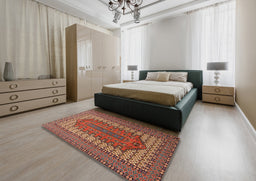 Traditional Red Persian Rug in a Bedroom, tr1489