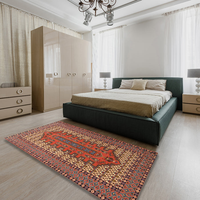 Traditional Red Persian Rug in a Bedroom, tr1489