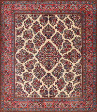 Machine Washable Traditional Saffron Red Rug, wshtr1490