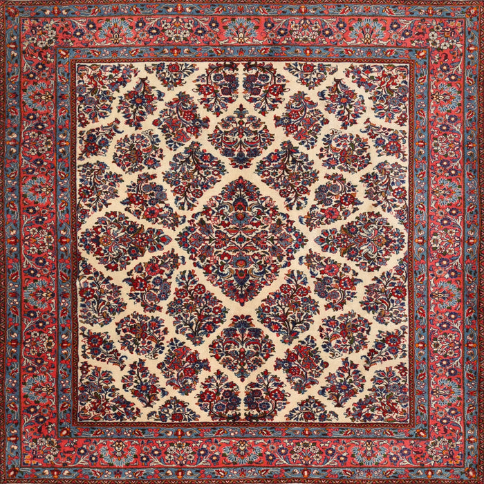 Round Machine Washable Traditional Saffron Red Rug, wshtr1490