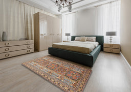 Traditional Dark Sienna Brown Persian Rug in a Bedroom, tr1491