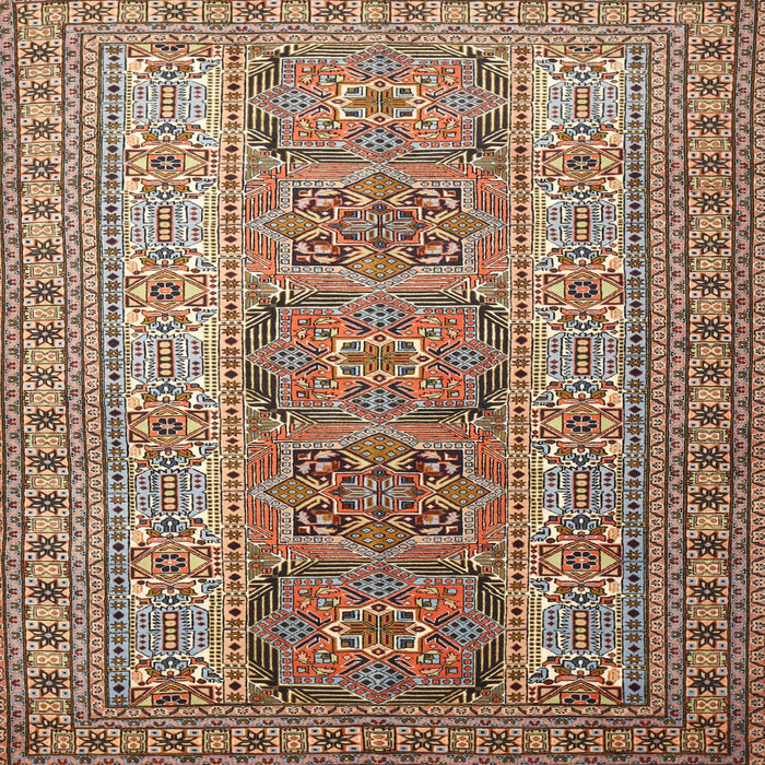 Square Traditional Dark Sienna Brown Persian Rug, tr1491